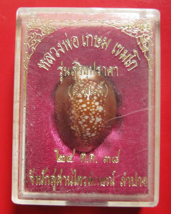 เบี้ยแก้ หลวงพ่อเกษม เขมโก รุ่นสุริยุปราคา ตะกรุดเงิน ปี 38 พร้อมกล่องเดิม 