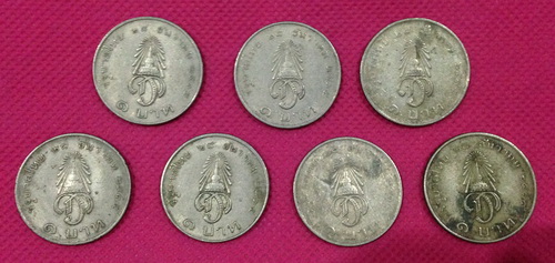 เหรียญ 1 บาท เจ้าฟ้าชาย จำนวน 7 เหรียญ เคาะเดียว