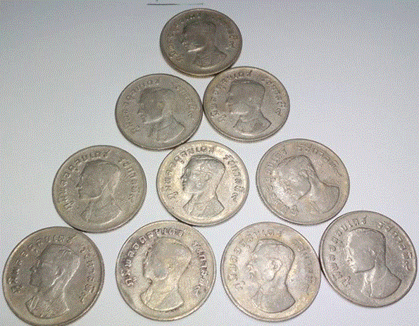 เหรียญ 1 บาท พญาครุฑปี2517 จำนวน 10 เหรียญ ชุดที่#3