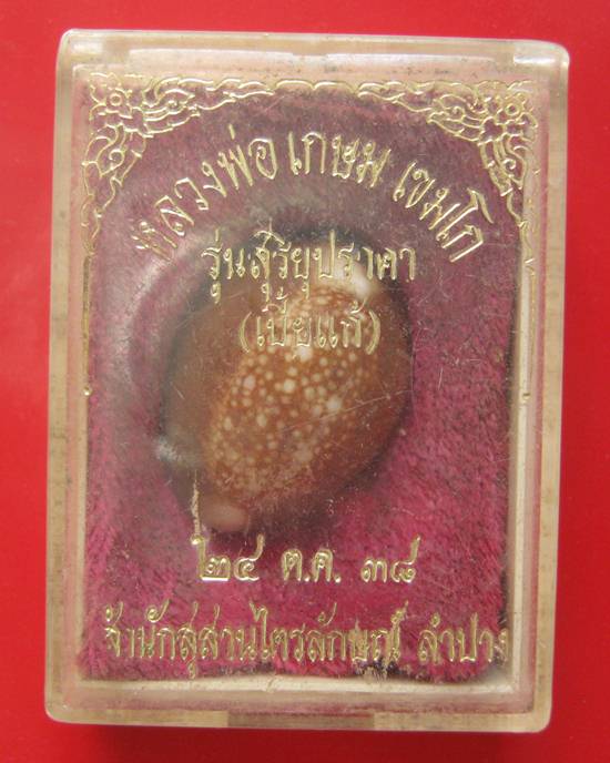 เบี้ยแก้ หลวงพ่อเกษม เขมโก รุ่นสุริยุปราคา ตะกรุดเงิน ปี 38 พร้อมกล่องเดิม 