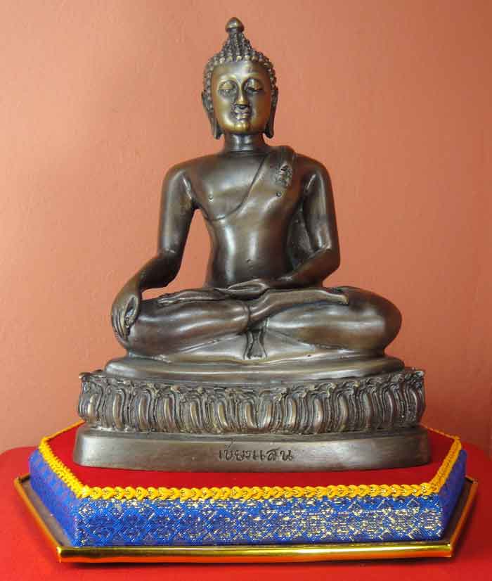 (((วัดใจเคาะเดียวแดง )))พระพุทธรูปศิลปะแบบสมัยเชียงแสน(สิงห์หนึ่ง)ขนาดหน้าตัก 5 นิ้ว