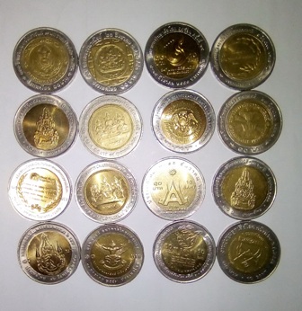 10 บาท 2 สี เหรียญที่ระลึก วาระต่างๆ 16 เหรียญ  