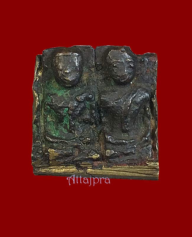 พระแผงตัดคู่ ยุครัตนะ เนื้อทองผสมออกสัมฤทธิื