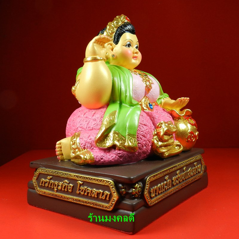 พระแม่นางกวัก ขนาดหน้าตัก 3.5 นิ้ว เนื้อเรซิ่นเพ๊นท์สี ครูบาอริยะชาติ วัดแสงแก้วโพธิญาณ จ.เชียงราย