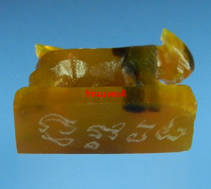 แพะมหาเสน่ห์ คัวผู้แกะจากเขาควาย สีน้ำผึ้งเข้ม มีสีดำแซมคลาสิค หลวงพ่อสิน วัดละหารใหญ่ สภาพสวย No.20