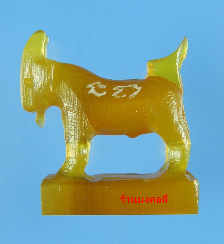 แพะมหาเสน่ห์ แกะจากเขาควาย สีน้ำผึ้งเข้ม สวยคลาสิค หลวงพ่อสิน วัดละหารใหญ่ สภาพสวย No.21