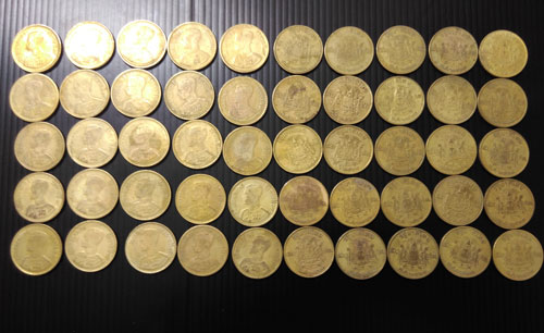 เหรียญ 50 สตางค์ พ.ศ.2500 จำนวน 50 เหรียญ