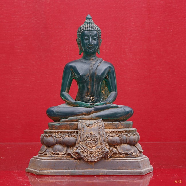 พระบูชาพระธรรมกาย เนื้อสีน้ำทะเล