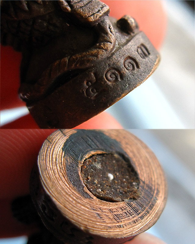 หนุมานมหาปราบไพรี หลวงปู่บัว ถามโก วัดศรีบุรพาราม จ.ตราด เนื้อทองแดงผสมสัมริด ก้นอุดผงผสมสีผึ้ง