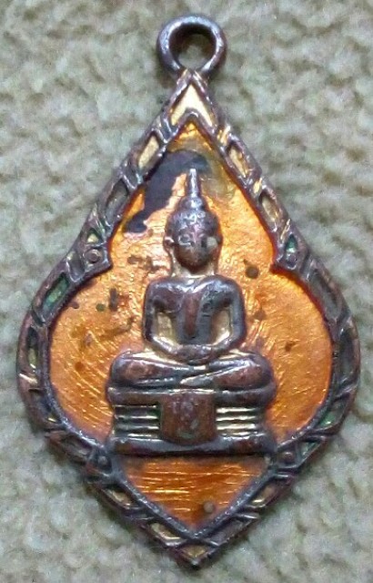 เหรียญหลวงพ่อโสธร เนื้อกะไหล่ทองลงยา จ.ฉะเชิงเทรา หลังยันต์กระบองไขว่ เคาะเดียว