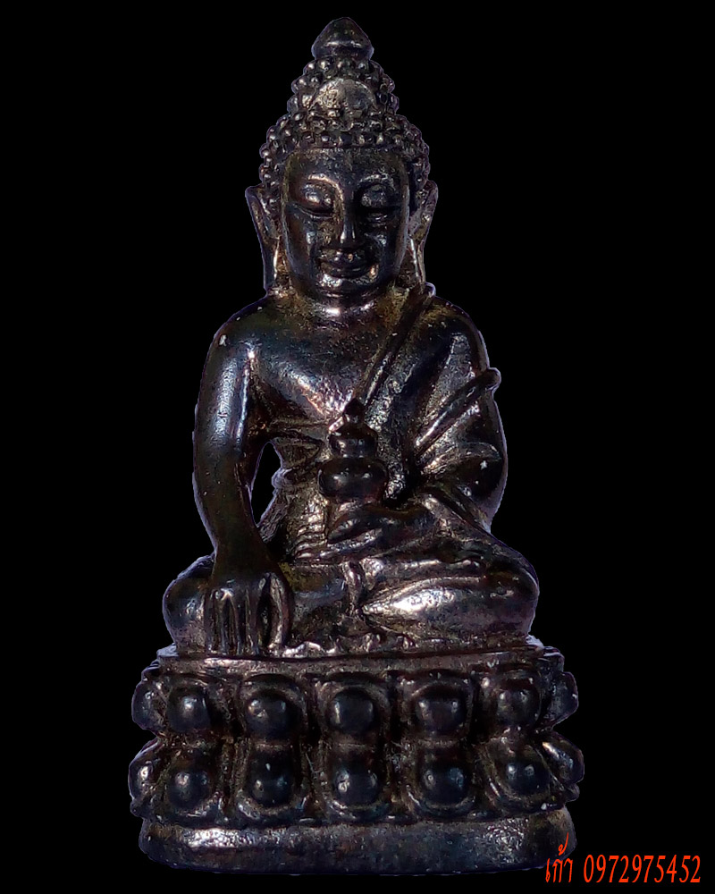 พระกริ่งไตรจักรชัยสิทธิ์ หลวงปู่ชื้น นวะโลหะ หลามยเลข 493 พร้อมกล่อง