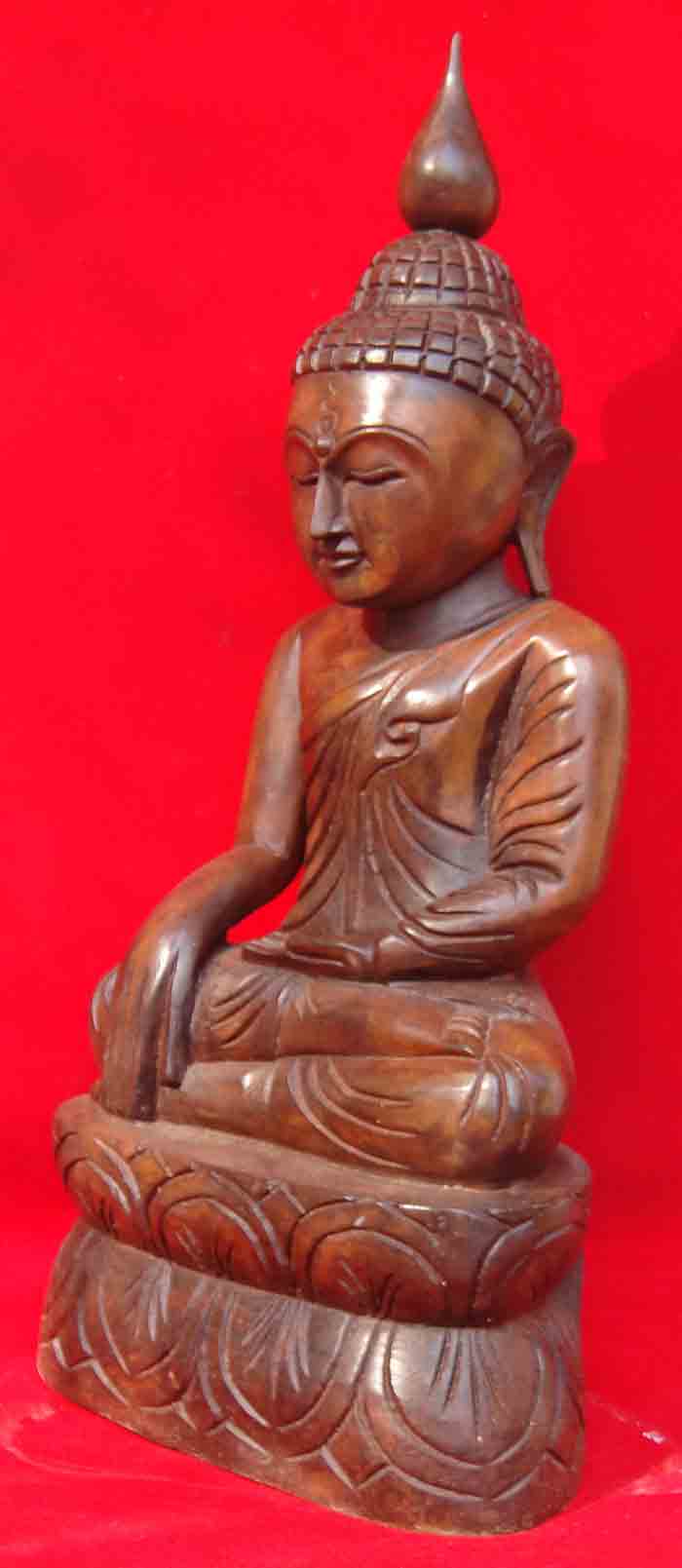 ***พระพุทธรูปศิลปะพุกาม พม่า ปางมารวิชัย เนื้อทองเหลืองผิวสนิมแดง ฐานดินไทย ลักษณะองค์พระเหมือนพระไม