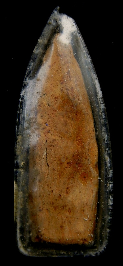 พระลีลาข้างขีดหลวงพ่อกวย เนื้อดินผสมผงน้ำมัน