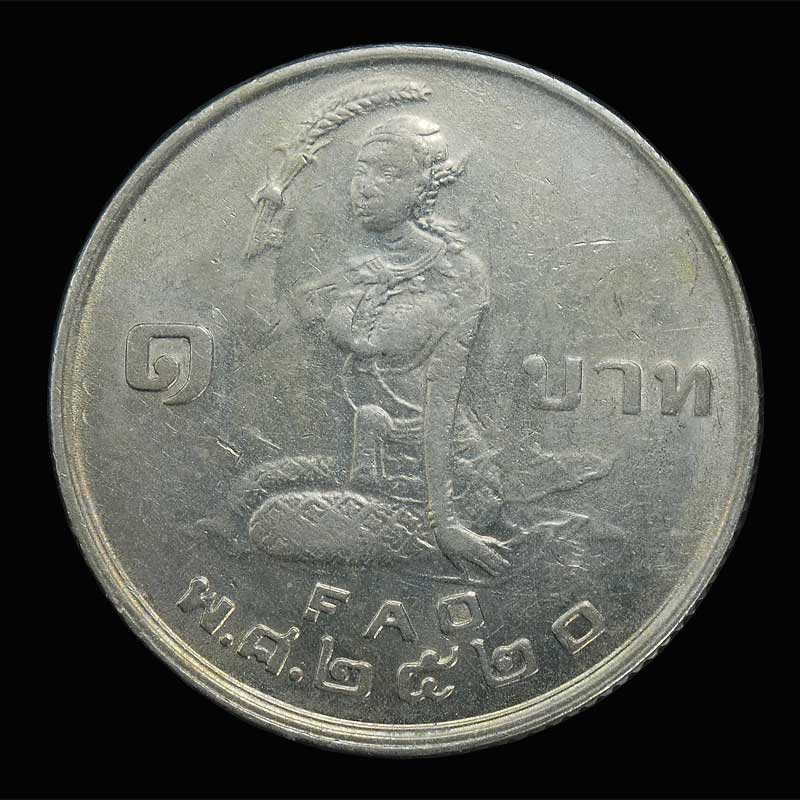 เหรียญรัชกาลที่ 9 เหรียญ ๑ บาท ปี2520 (ในหลวงโปรยข้าว หลังพระแม่โพสพ) ...7