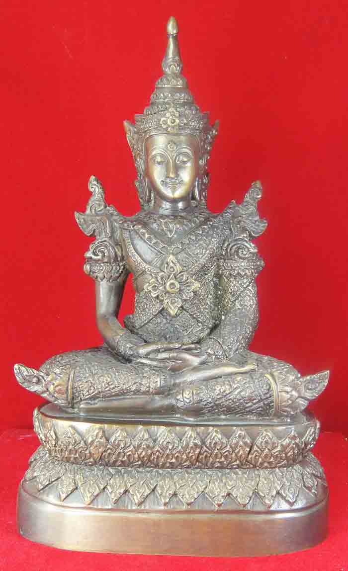 พระพุทธรูปทรงเครื่องสมาธิ ปางจักรพรรดิ์ ขนาดตั้งบูชาหน้าตัก 5 นิ้ว เนื้อโลหะ ขนาดความสูงองค์ 9.5 นิ้