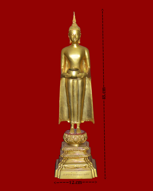 พระบูชายืนสูง19นิ้ว ลงรักปิดทอง บาตรถอดได้ หลวงพ่อวัดบ้านแหลม วัดเพชรสมุทรวรวิหาร จ.สมุทรสงคราม