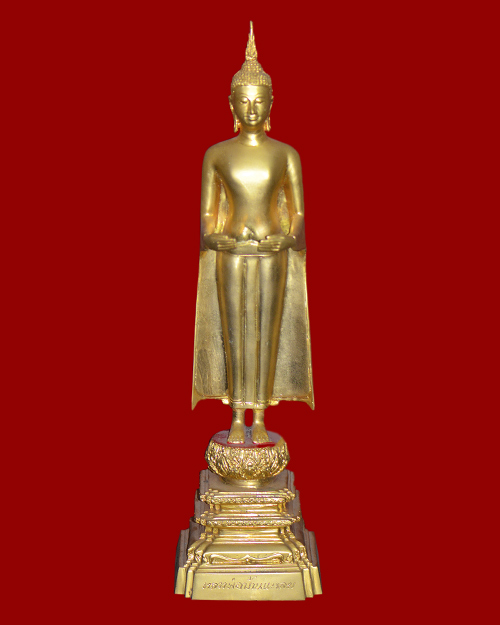 พระบูชายืนสูง19นิ้ว ลงรักปิดทอง บาตรถอดได้ หลวงพ่อวัดบ้านแหลม วัดเพชรสมุทรวรวิหาร จ.สมุทรสงคราม