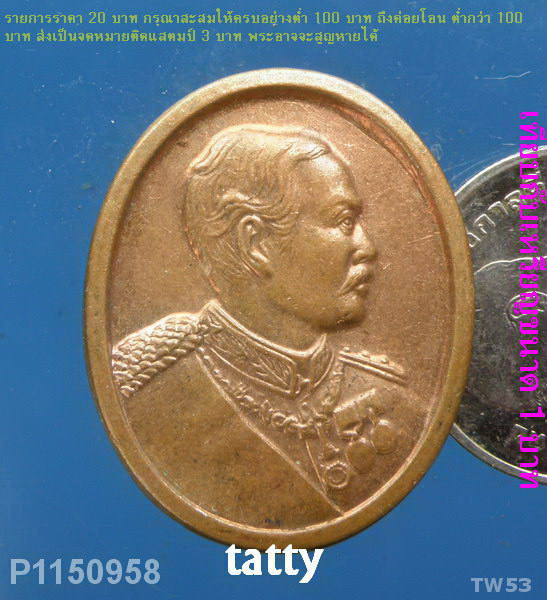 เหรียญ ร.5 วัดเสนาสนาราม อยุธยา ปี 2536