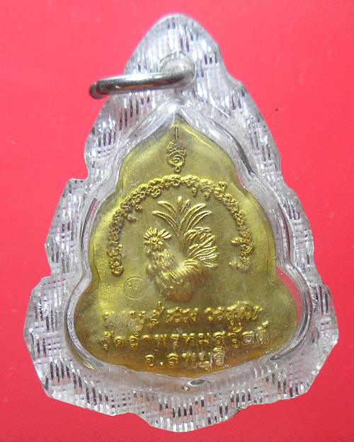เหรียญของขวัญ หลวงปู่สรวง วัดถ้ำพรหมสวัสดิ์ จ.ลพบุรี ปี 2554 เนื้อทองดอกบวบ