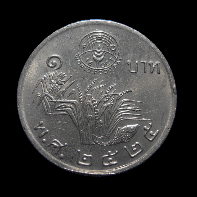  เหรียญ1บาทรัชกาลที่ 9 พ.ศ.2525 world Food Day วันอาหารโลก 