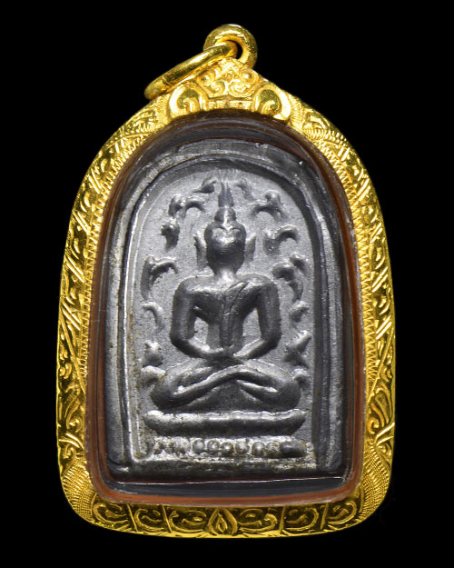 เหรียญหล่อ พระสังวราชุ่ม วัดพลับ กรุงเทพฯ เนื้อตะกั่ว+เลี่ยมทอง+บัตรรับรองครับ