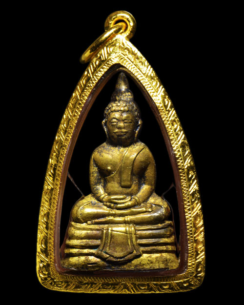 พระกริ่งหลวงพ่อโสธร จ.ฉะเชิงเทรา 2500 พิมพ์หน้าเล็ก เนื้อเหลือง+เลี่ยมทอง+บัตรรับรองครับ