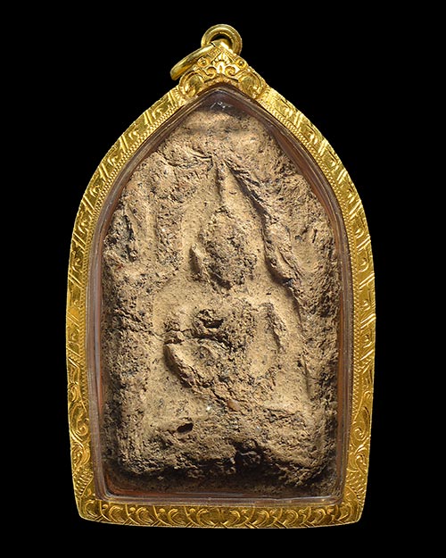 พระขุนแผนพลายเดี่ยว กรุบ้านกร่าง จ.สุพรรณบุรี พิมพ์ทรงพลเล็ก เนื้อดิน+เลี่ยมทอง+บัตรรับรองครับ