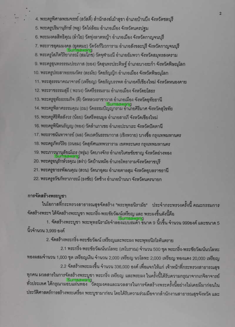 พระบูชา พระพุทธนิรามัย ภปร.กระทรวงสาธารณสุข ปี ๒๕๔๓ หน้าตัก ๕ นิ้ว หมายเลข ๓๑๕๕