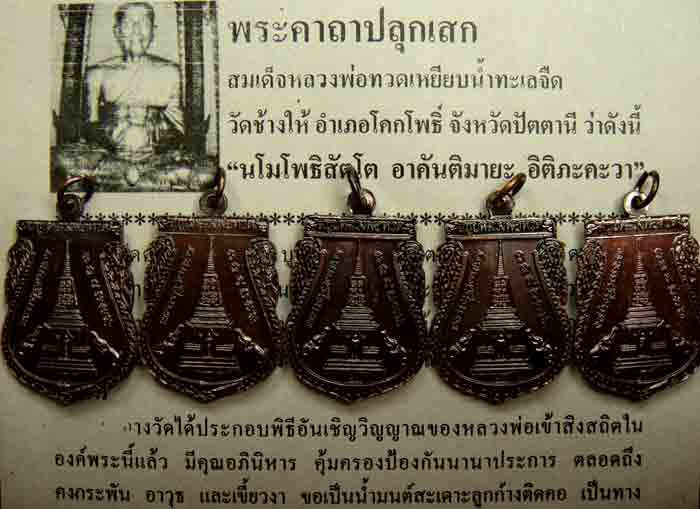 ***ยกชุด 5 องค์***เหรียญพุทธซ้อนพิมพ์ใหญ่ ปี 2555 ทองแดงรมดำ เหรียญคัดสวยจากวัดช้างให้ จ.ปัตตานี รับ