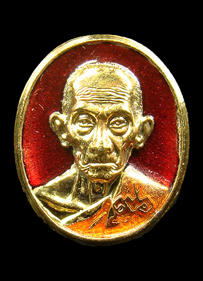 เม็ดกระดุม รุ่นเงินไหลมา กะหลั่ยทองลงยาสีแดง หลวงพ่อรวย วัดตะโก จ.พระนครศรีอยุธยา