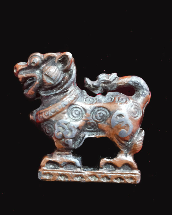 สิงห์หลวงพ่อกวย เนื้อตะกั่วอาบทองแดง วัดโฆสิตาราม