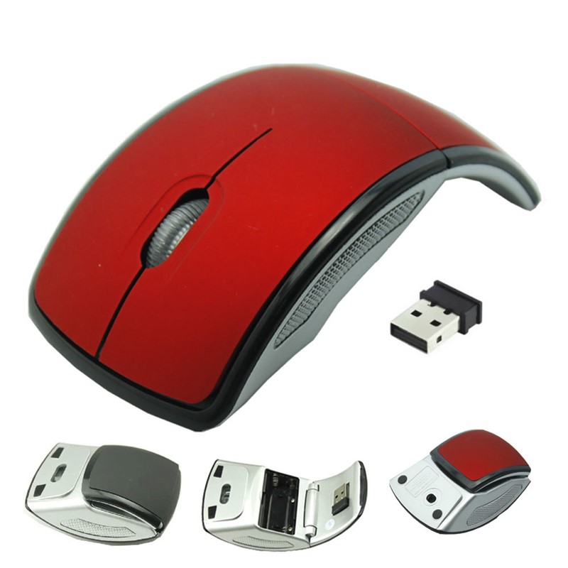 เคาะเดียว (210 บาท) เมาส์ไร้สายพับได้ 2.4 Ghz Optical Foldable Wireless Mouse สีดำ/สีแดง