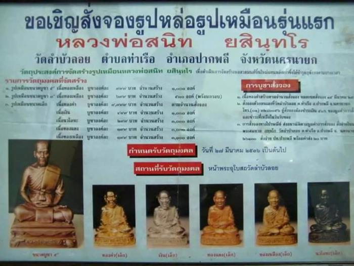 ***รูปเหมือน หลวงพ่อสนิท วัดลำบัวลอย นครนายก พิธีเสาร์ห้า ปี 2536 เนื้อนวะฯ มีน้ำมันเจิมที่หลวงพ่อได