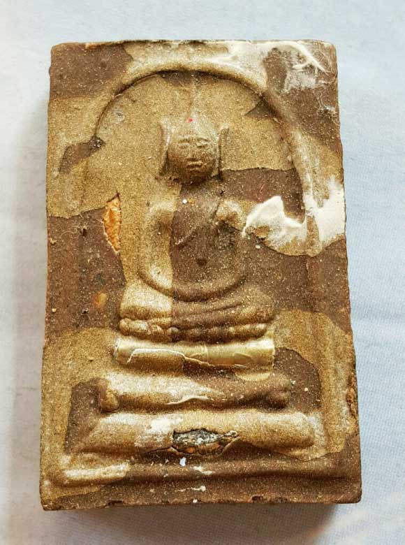 สมเด็จบันดาลโชค รุ่นแรก เนื้อผงลายเสือ(ตระกรุดดีบุกหน้า-หลังฝังเหรียญรุ่นแรก) หลวงปูู่่่่่บุญ อุบลฯ