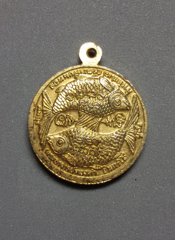 เหรียญปลาตะเพียนคู่ โชคลาภ หลวงพ่อทองดำ วัดถ้ำตะเพียนทอง
