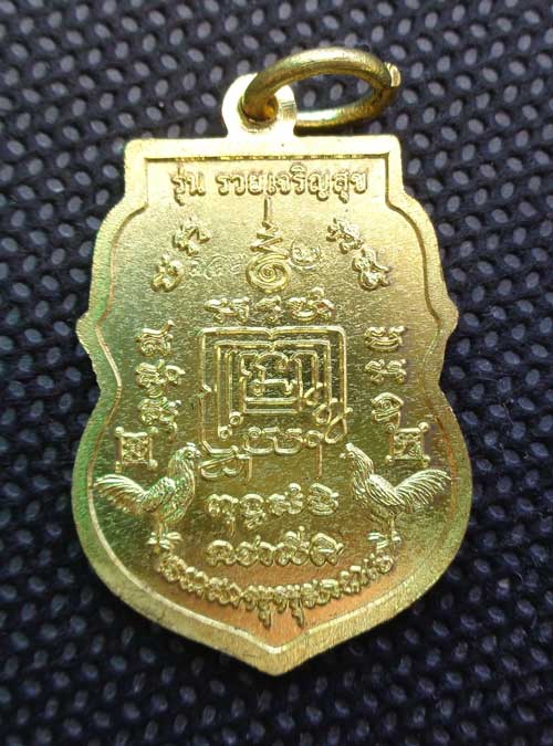 	*เหรียญเสมารวยเจริญสุข ปี ๕๗(เนื้อทองทิพย์บล็อกสอง) หลวงพ่อรวย วัดตะโก จ.อยุธยา ตอกโค๊ด สวยๆเดิมพร้