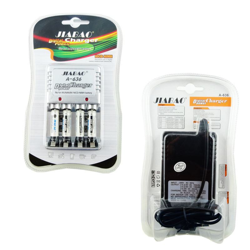 เคาะเดียว (255 บาท) JIABAO เครื่องชาร์จแบตเตอรี่ NICD-NiMH A-636 (สีขาว)