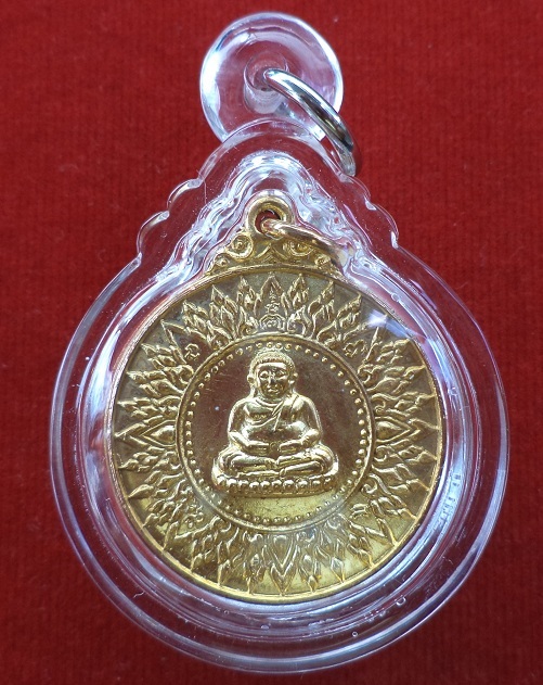 เหรียญสังกัจจายน์โภคทรัพย์ เนื้อทองแดงกะไหล่ทอง หลวงพ่อแพ วัดพิกุลทอง สิงห์บุรี ปี18..เคาะเดียวแดง..