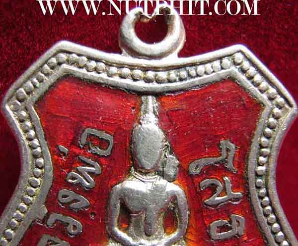 93*ลพ.โสธร พิมพ์อาร์มใหญ่ เนื้อเงินแท้ ลงยาสีแดง วัดโสธรฯ แปดริ้ว ๐๙+บัตรรับรองพระแท้*