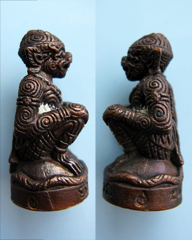 หนุมานมหาปราบไพรี หลวงปู่บัว ถามโก วัดศรีบุรพาราม จ.ตราด เนื้อทองแดงผสมสัมริด ก้นอุดผงผสมสีผึ้ง