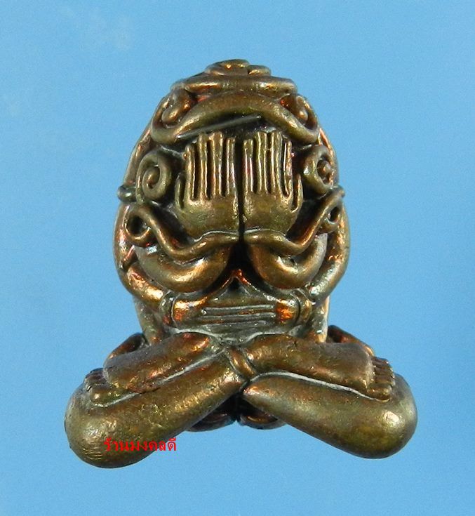 พระปิดตาอุตตโม ไตรมาส 53 หลวงพ่่อสาคร เนื้อทองแดงผสมชนวน พิมพ์ใหญ่ No.1974 !พิเศษมีเข็ม 2 เล่ม 