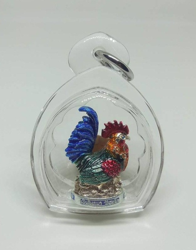 ไก่หลวงพ่อรวย วัดตะโก รุ่นเงินไหลมา ชุบเงินลงยา