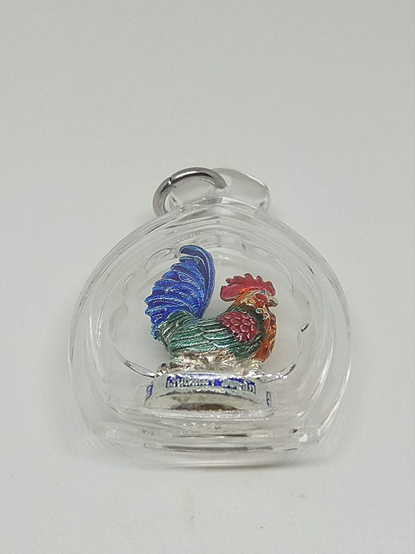 ไก่หลวงพ่อรวย วัดตะโก รุ่นเงินไหลมา ชุบเงินลงยา