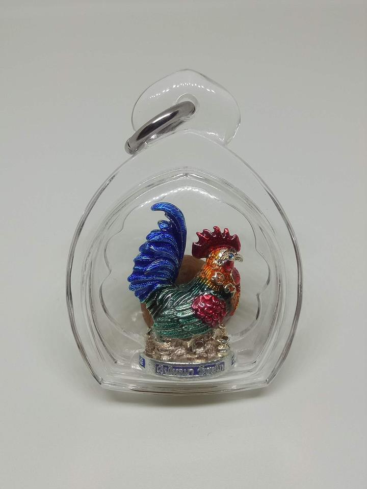 ไก่หลวงพ่อรวย วัดตะโก รุ่นเงินไหลมา ชุบเงินลงยา