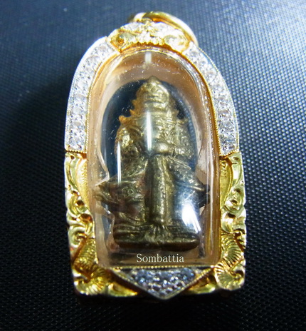 รูปหล่อท้าวเวสสวรรณ เนื้อทองผสม (ยักษ์) รุ่นไตรมาสชนะมาร หลวงปู่หมุน