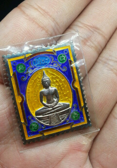 เหรียญสแตมป์หลวงพ่อโสธร ปี43 เนื้อเงินลงยา 