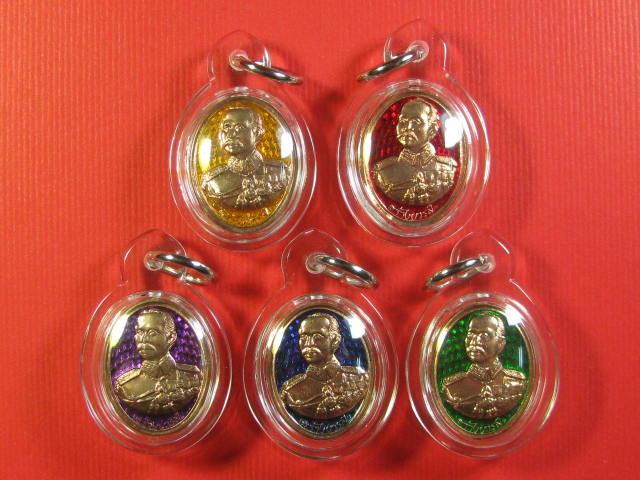  เหรียญเสด็จพ่อ ร.๕ (พิมพ์เล็ก) รุ่นสร้างบารมี วัดกู้ นนทบุรี ปี58 เนื้อทองแดงลงยา กล่องเดิม