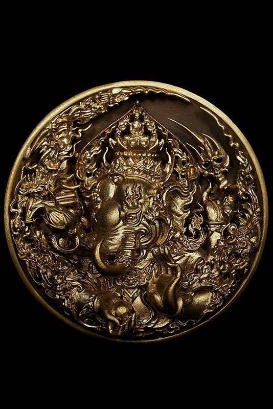 พระพิฆเนศวร โดย อ.วีรยุทธ ศรีเกษร เหรียญหล่อ 3.9 ซม. เลขประจำองค์พระ 267 เนื้อบรอนซ์