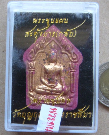 พระขุนแผนสะดุ้งมาร พรายชุมพล เนื้อม่วงเทวะ วัดบุญฤทธิ์ ปี2558เลข259รุ่นทิ้งทวน ผสมผงพรายกัญญา+กล่อง