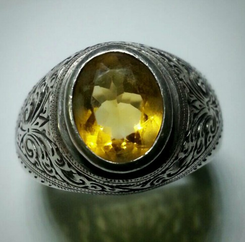 แหวนเงินประดับพลอยสีเหลือง เงินแท้ลายสวยคลาสสิค